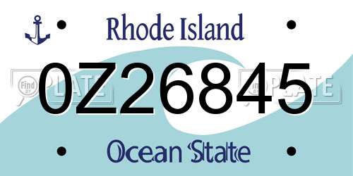 0Z26845 Rhode Island License Plate