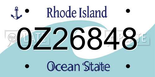0Z26848 Rhode Island License Plate