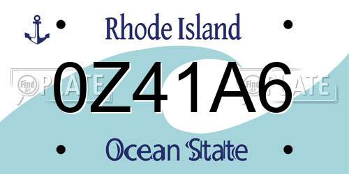 0Z41A6 Rhode Island License Plate