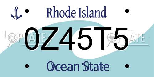 0Z45T5 Rhode Island License Plate