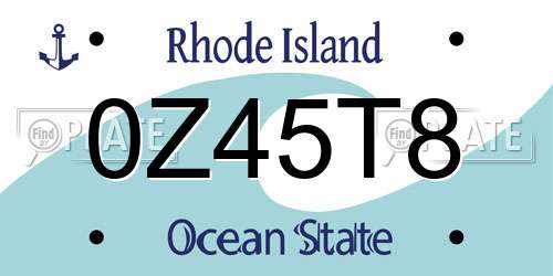 0Z45T8 Rhode Island License Plate