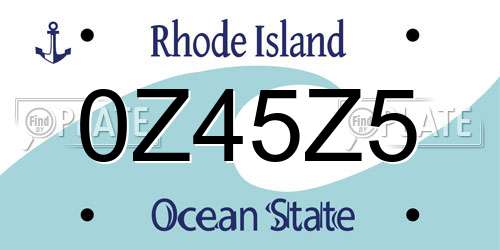 0Z45Z5 Rhode Island License Plate