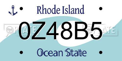 0Z48B5 Rhode Island License Plate