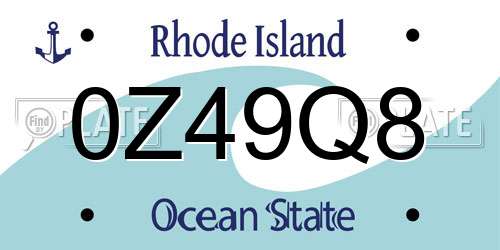 0Z49Q8 Rhode Island License Plate