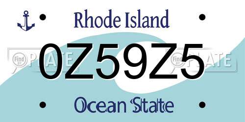 0Z59Z5 Rhode Island License Plate