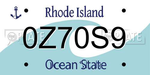 0Z70S9 Rhode Island License Plate