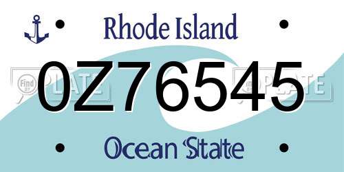 0Z76545 Rhode Island License Plate