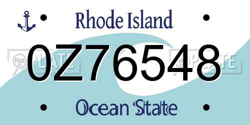 0Z76548 Rhode Island License Plate