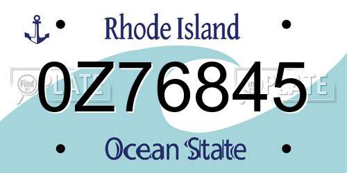 0Z76845 Rhode Island License Plate