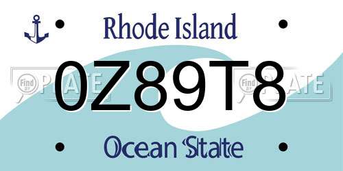 0Z89T8 Rhode Island License Plate