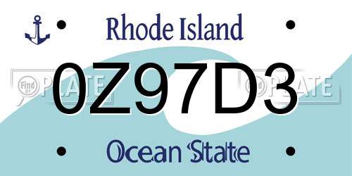 0Z97D3 Rhode Island License Plate