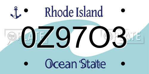 0Z97O3 Rhode Island License Plate