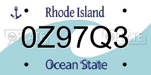 0Z97Q3 Rhode Island License Plate