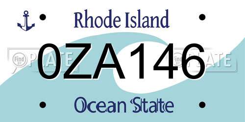0ZA146 Rhode Island License Plate