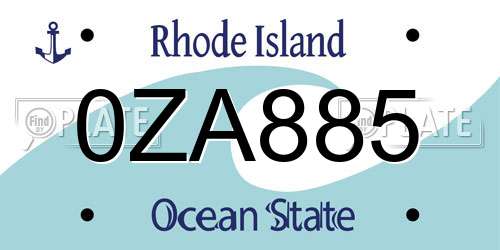 0ZA885 Rhode Island License Plate