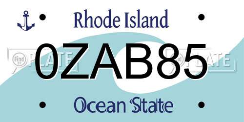 0ZAB85 Rhode Island License Plate