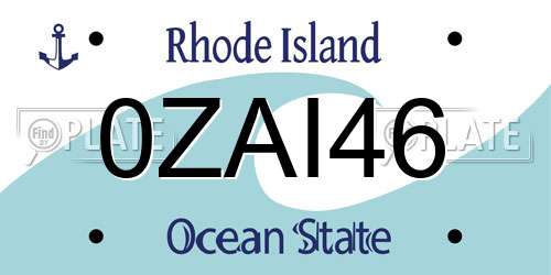 0ZAI46 Rhode Island License Plate