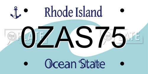 0ZAS75 Rhode Island License Plate