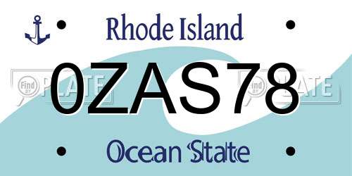 0ZAS78 Rhode Island License Plate
