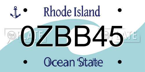 0ZBB45 Rhode Island License Plate