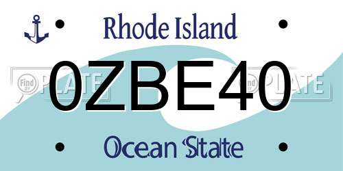 0ZBE40 Rhode Island License Plate