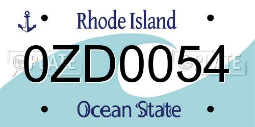 0ZD0054 Rhode Island License Plate
