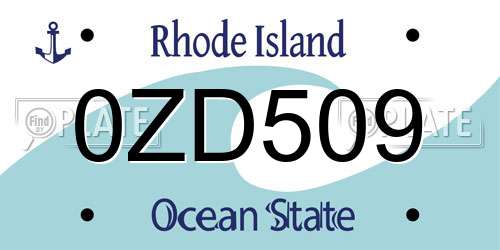 0ZD509 Rhode Island License Plate