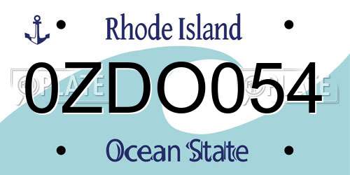 0ZDO054 Rhode Island License Plate