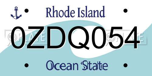 0ZDQ054 Rhode Island License Plate