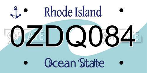 0ZDQ084 Rhode Island License Plate