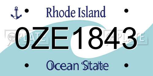 0ZE1843 Rhode Island License Plate