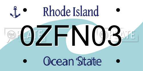 0ZFN03 Rhode Island License Plate