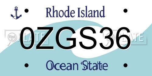 0ZGS36 Rhode Island License Plate