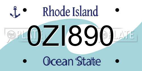 0ZI890 Rhode Island License Plate