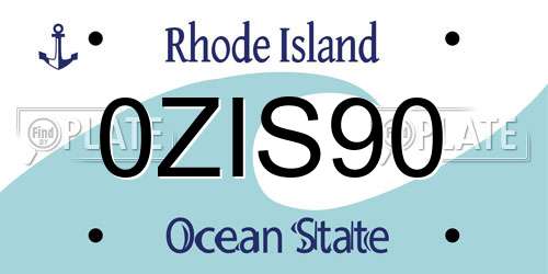 0ZIS90 Rhode Island License Plate