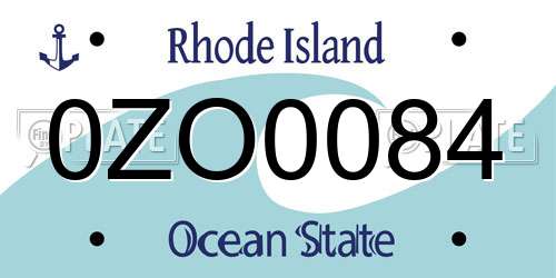 0ZO0084 Rhode Island License Plate