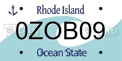 0ZOB09 Rhode Island License Plate