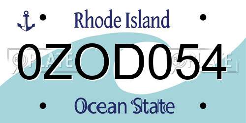 0ZOD054 Rhode Island License Plate