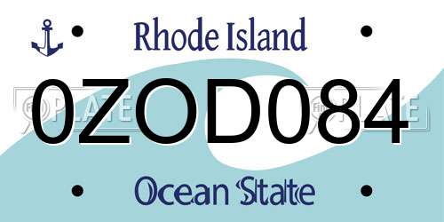 0ZOD084 Rhode Island License Plate