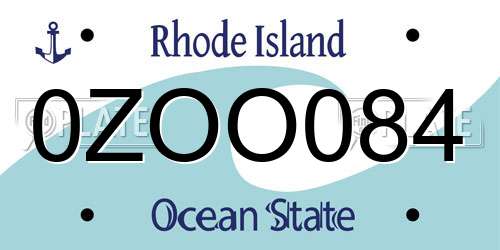 0ZOO084 Rhode Island License Plate
