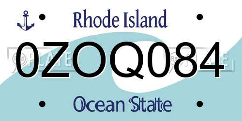 0ZOQ084 Rhode Island License Plate