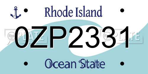 0ZP2331 Rhode Island License Plate