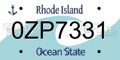 0ZP7331 Rhode Island License Plate