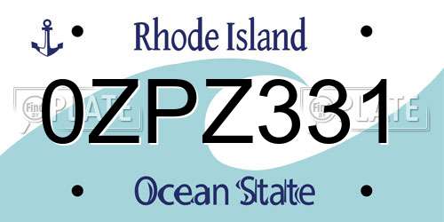 0ZPZ331 Rhode Island License Plate