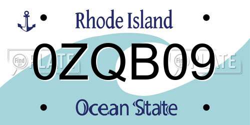 0ZQB09 Rhode Island License Plate