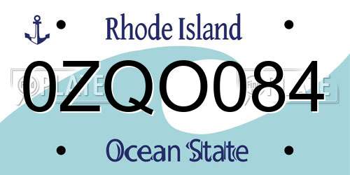 0ZQO084 Rhode Island License Plate