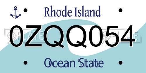 0ZQQ054 Rhode Island License Plate