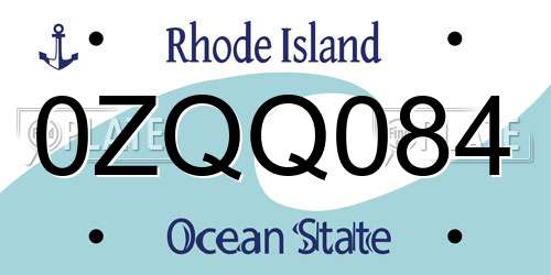 0ZQQ084 Rhode Island License Plate