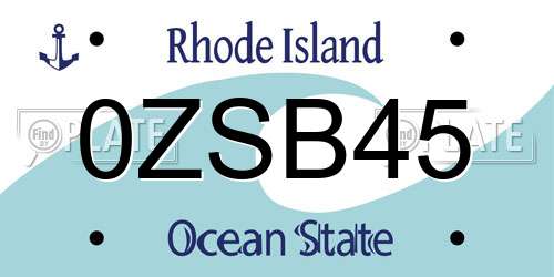 0ZSB45 Rhode Island License Plate