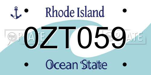 0ZT059 Rhode Island License Plate